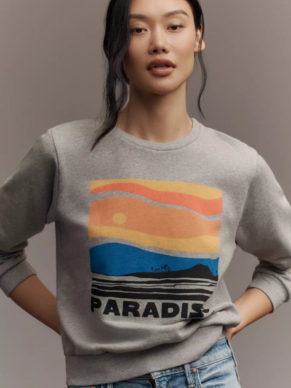 MOTHER The Camper Crew-Neck Graphic Sweatshirt Women's Size Large